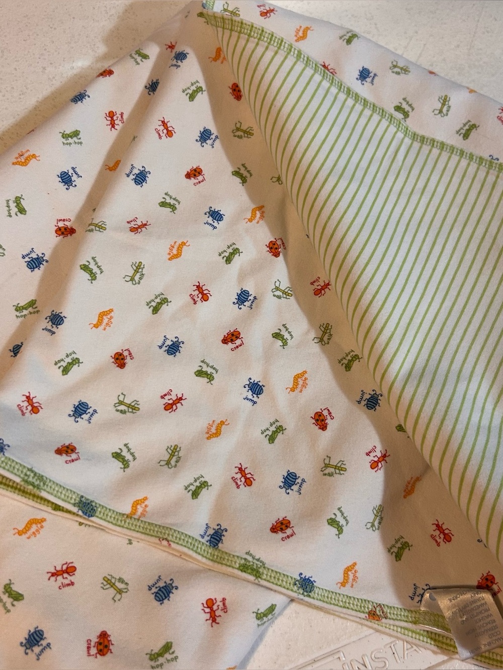 Vintage Gymboree Baby Blanket Hip Hop Bug Lovey Green Hard To Find